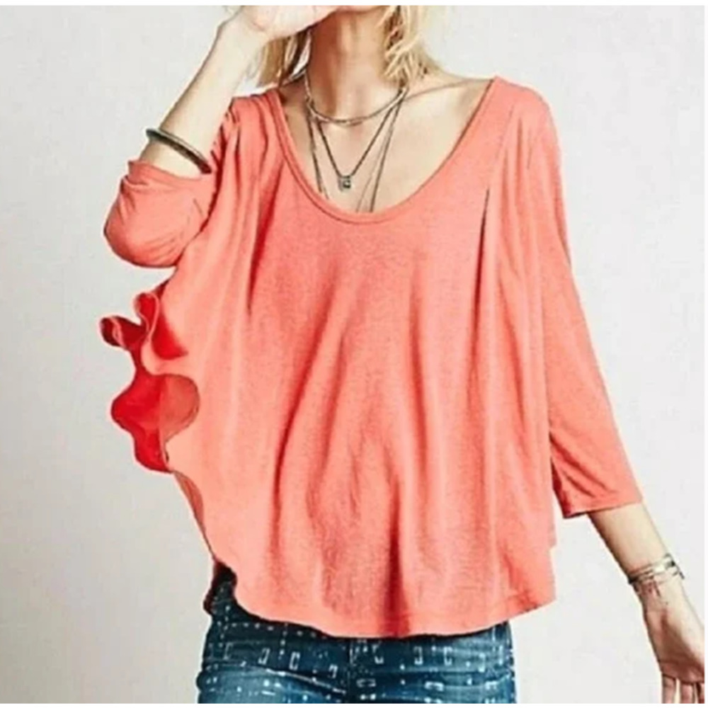 Free People We The Free Tambourine Oversized Linen Blend Swing Tee Shirt